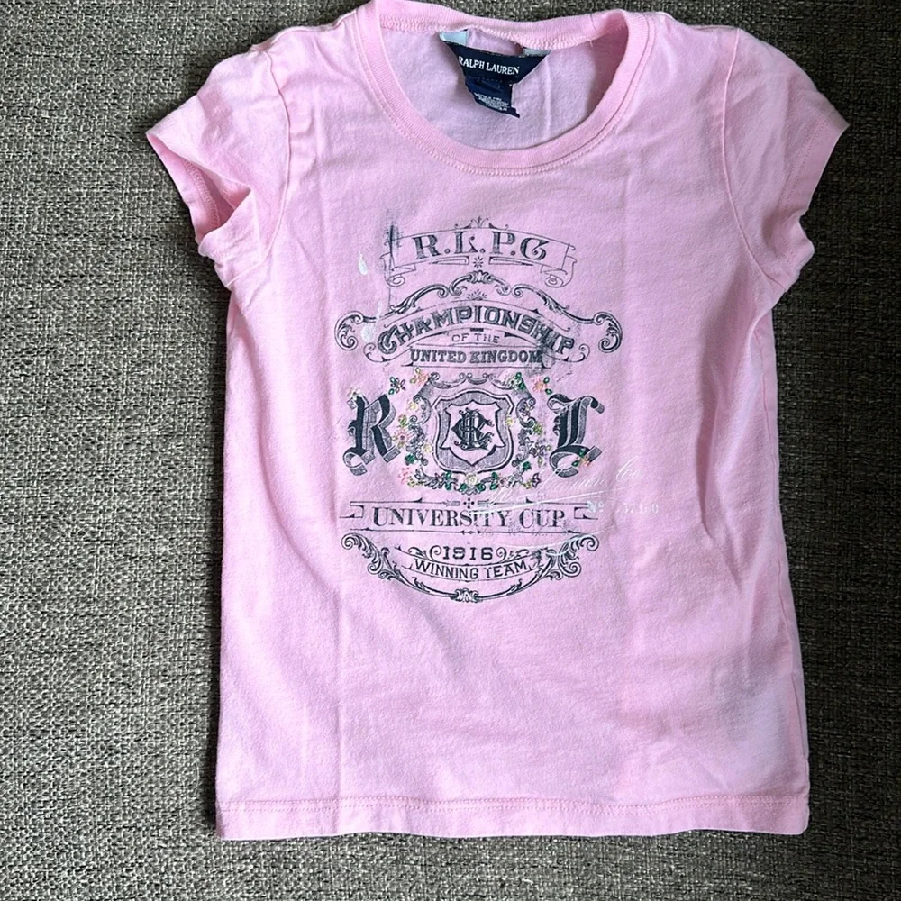 Ralph Lauren Girls Pink Short Sleeve T-Shirt Size 5